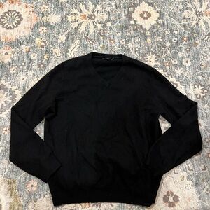 Paolo Mondo Black V-Neck 100% Cashmere Sweater